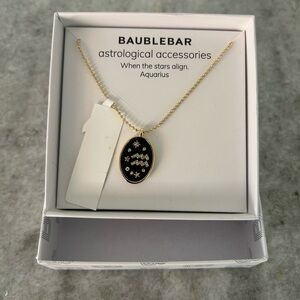 BaubleBar Gold and Black Zodiac Necklace Aquarius